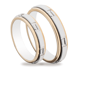 Βέρες Σετ Λευκόχρυσες Χρυσές με Σχέδια MASCHIO FEMMINA TMF-69 - themelidisjewels